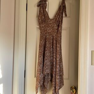 NWOT Floral Petite Brown Dress